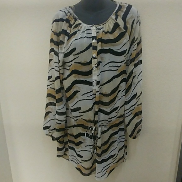 La Vie en Rose Aqua Sheer Animal Print Bathing Suit Coverup - Picture 4 of 8